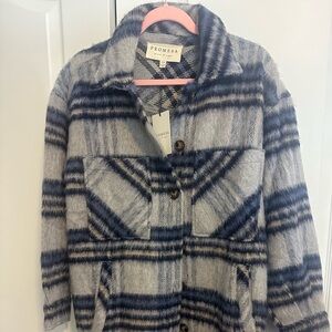 very oversized  Promesa Blue and Gray Plaid Jacket